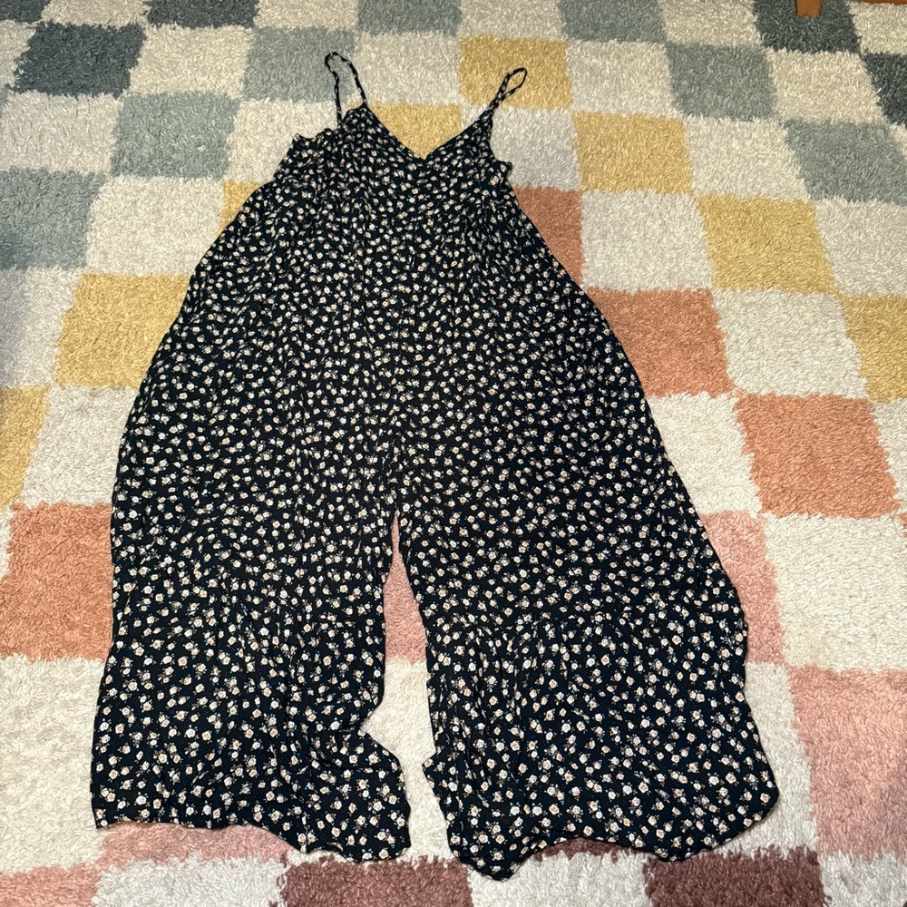 NATURAL LIFE Black Floral Wide-Leg Jumpsuit